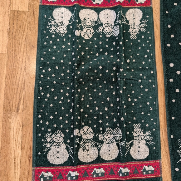 Vintage Bath Towel Set Cecil Saydah Snowmen Christmas Holiday Cotton Soft - Picture 9 of 14